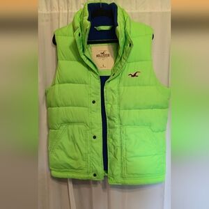 Men's Neon Green Hollister Fleece-lined Vest Large